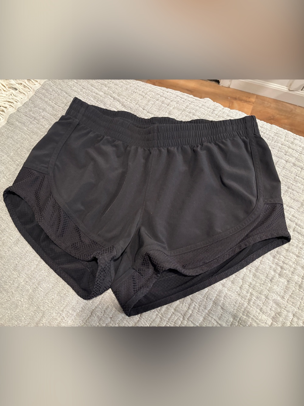 Lucy Black Mesh-Trim Athletic Shorts